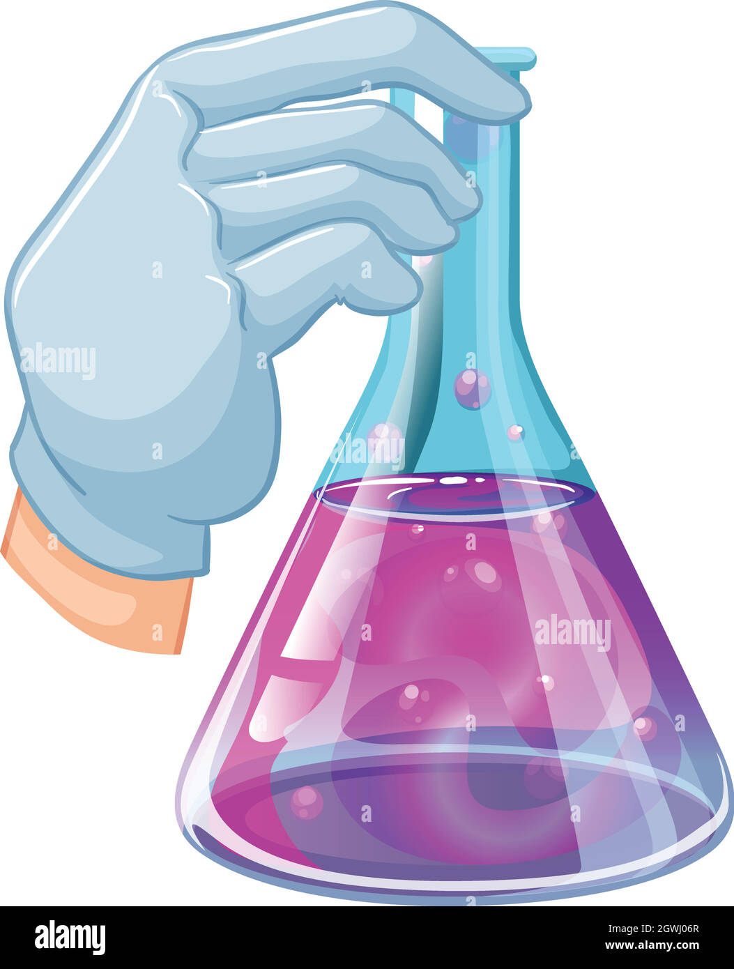 A hand holding a volumetric flask Stock Vector