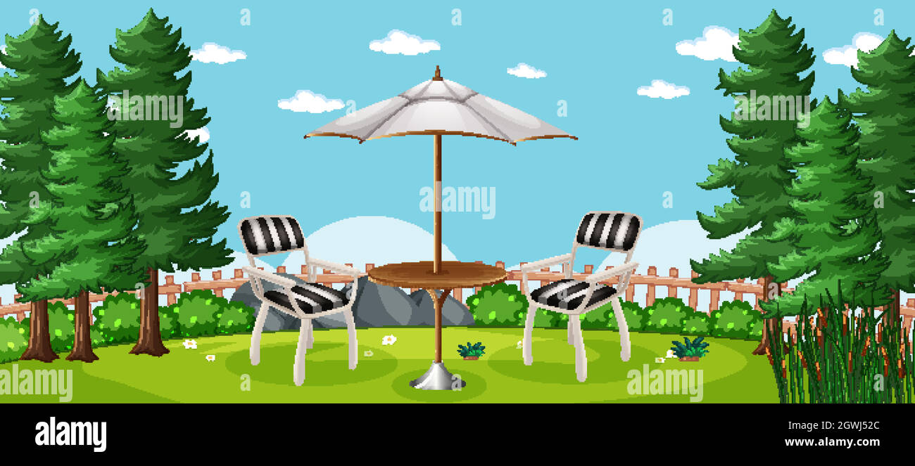 Picnic Table With Umbrella Clip Art