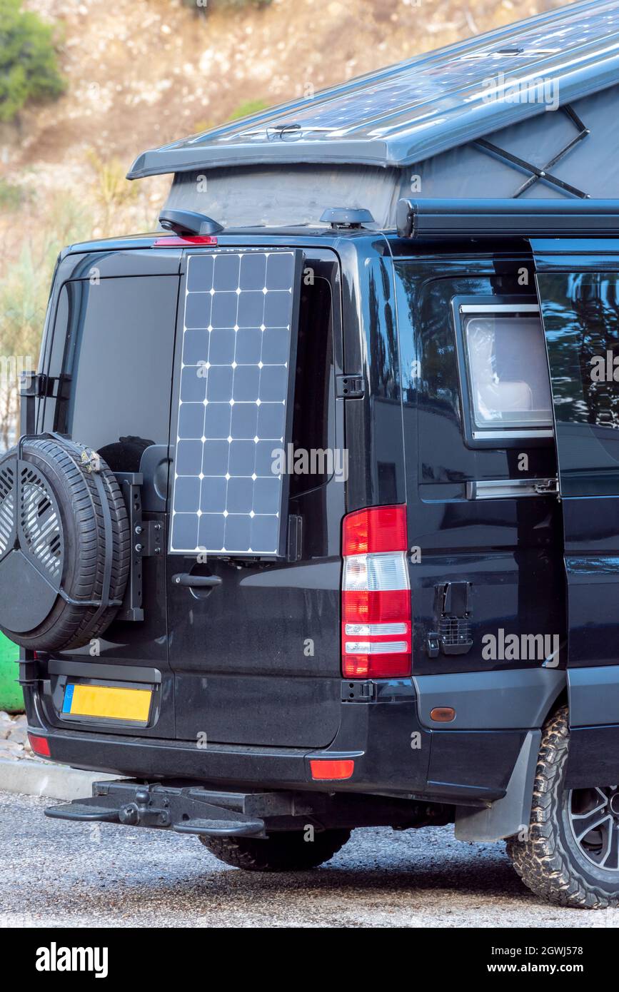 Solar panels installed in a camper van Stock Photo Alamy