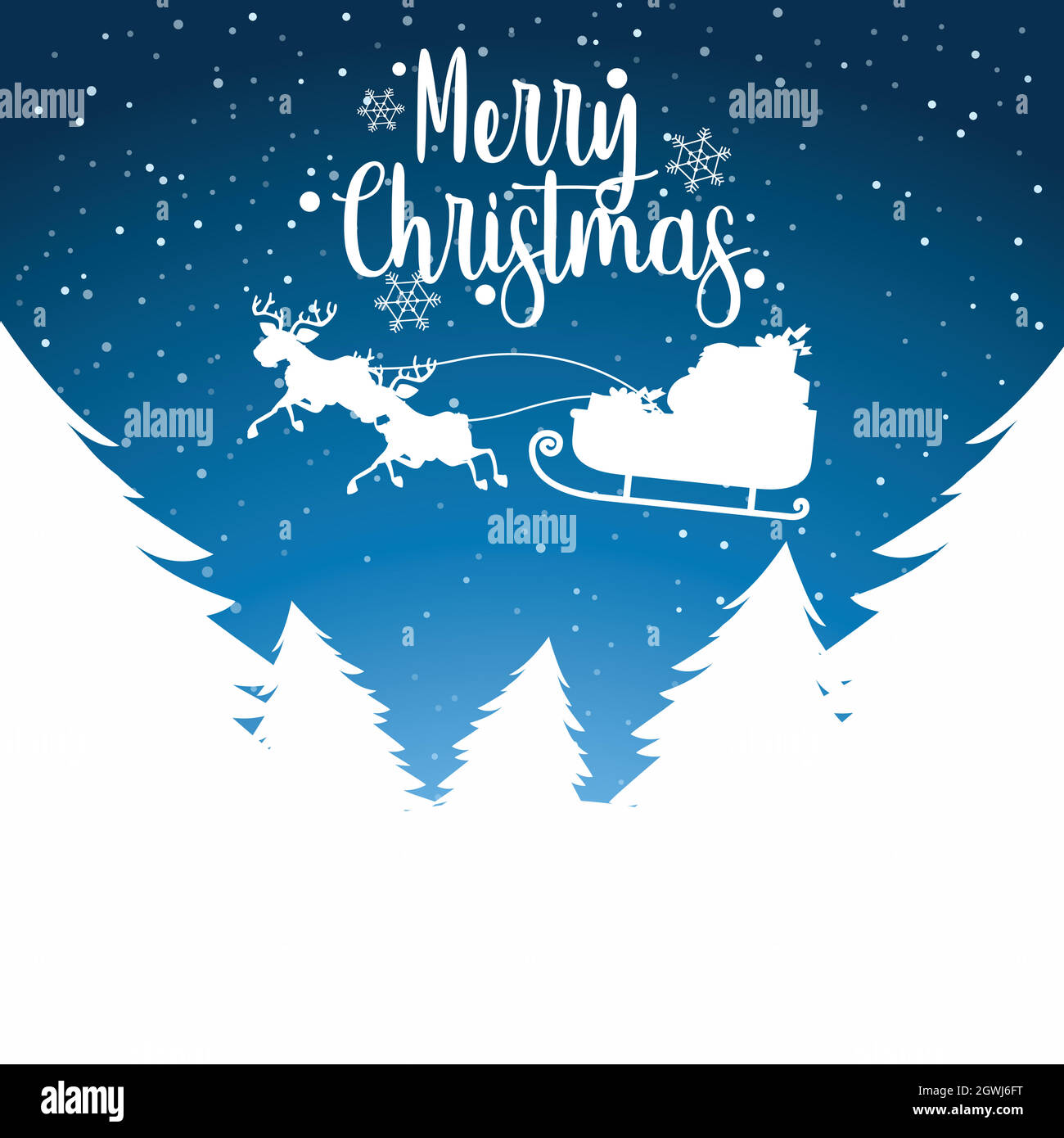 Merry Christmas sleigh silhoutte Stock Vector
