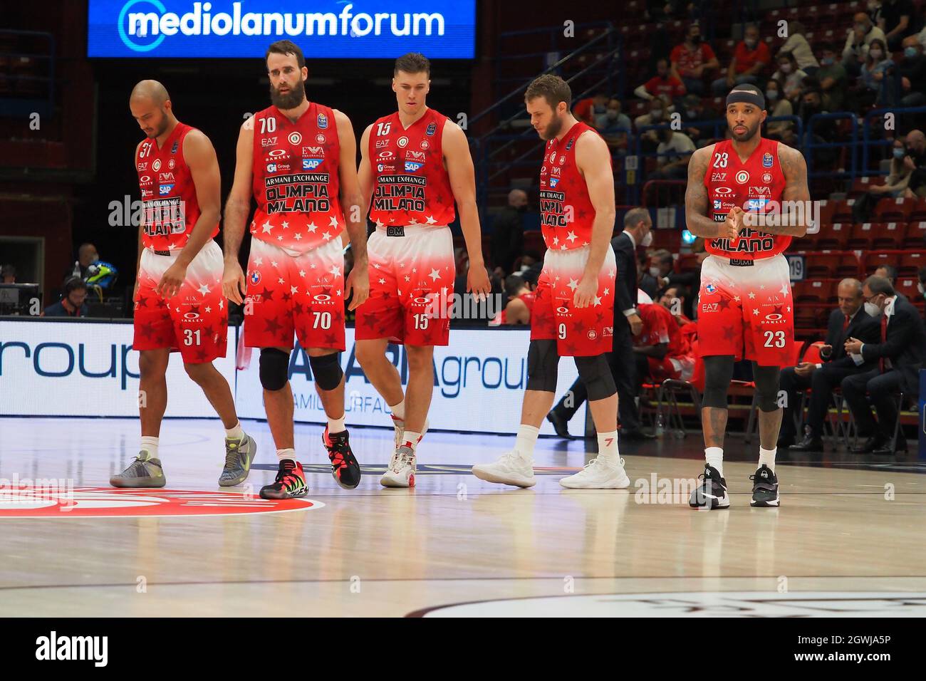 Mediolanum Forum, Milan, Italy, October 03, 2021, (AX Armani Exchange  Olimpia Milano) during A|X Armani Exchange Milano vs Dolomiti Energia  Trentino - Italian Basketball A Serie Championship Stock Photo - Alamy