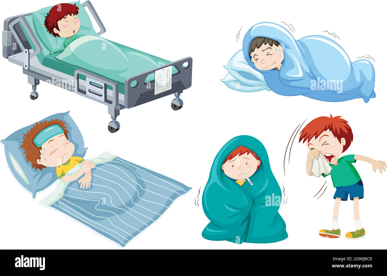Kids being sick in bed Stock Vector Image & Art Alamy