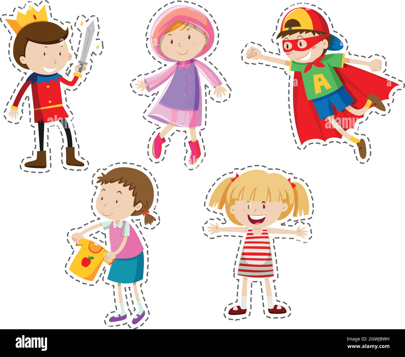 Sticker set of girls and boys Stock Vector Image & Art Alamy