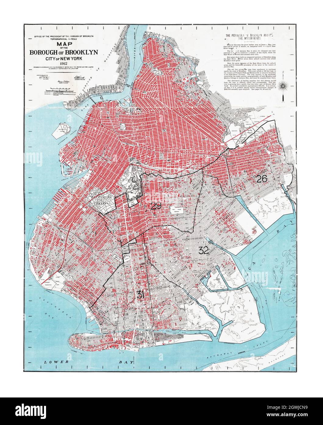 Map of The Borough of Brooklyn, City of New York, 1912 Stock Photo