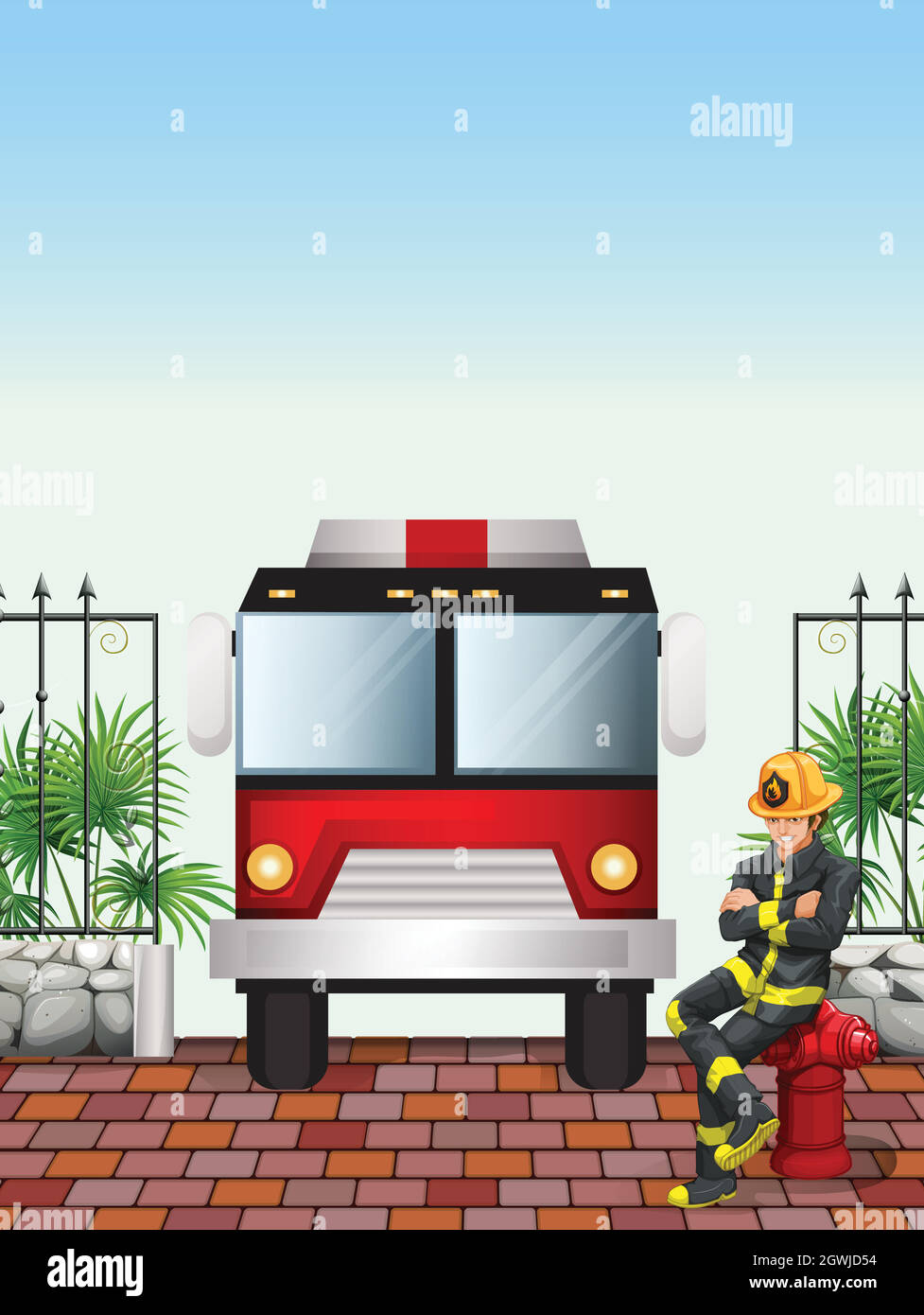 A fireman sitting above a hydrant Stock Vector Image & Art - Alamy