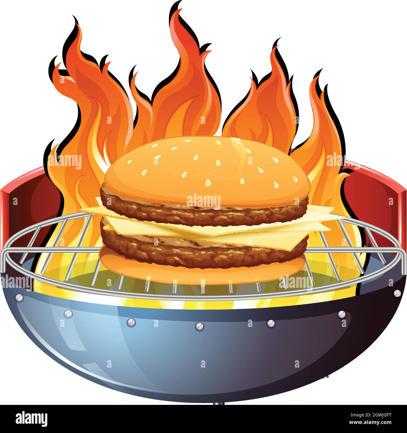Cheeseburger on hot grill Stock Vector Image & Art Alamy