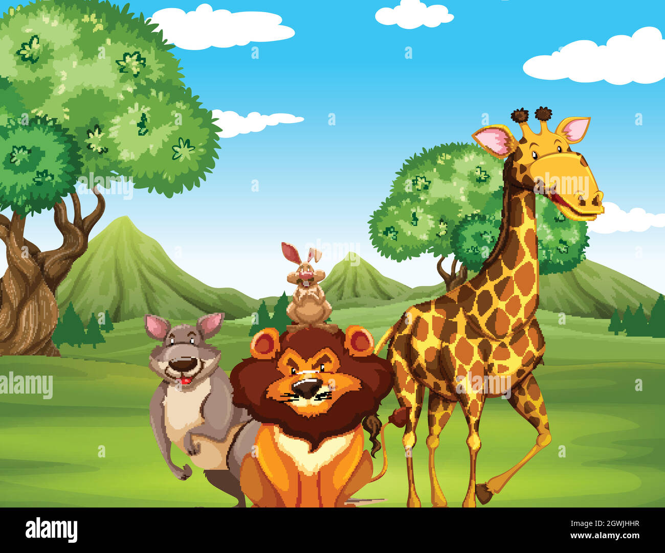 Wild animals in the field Stock Vector Image & Art - Alamy