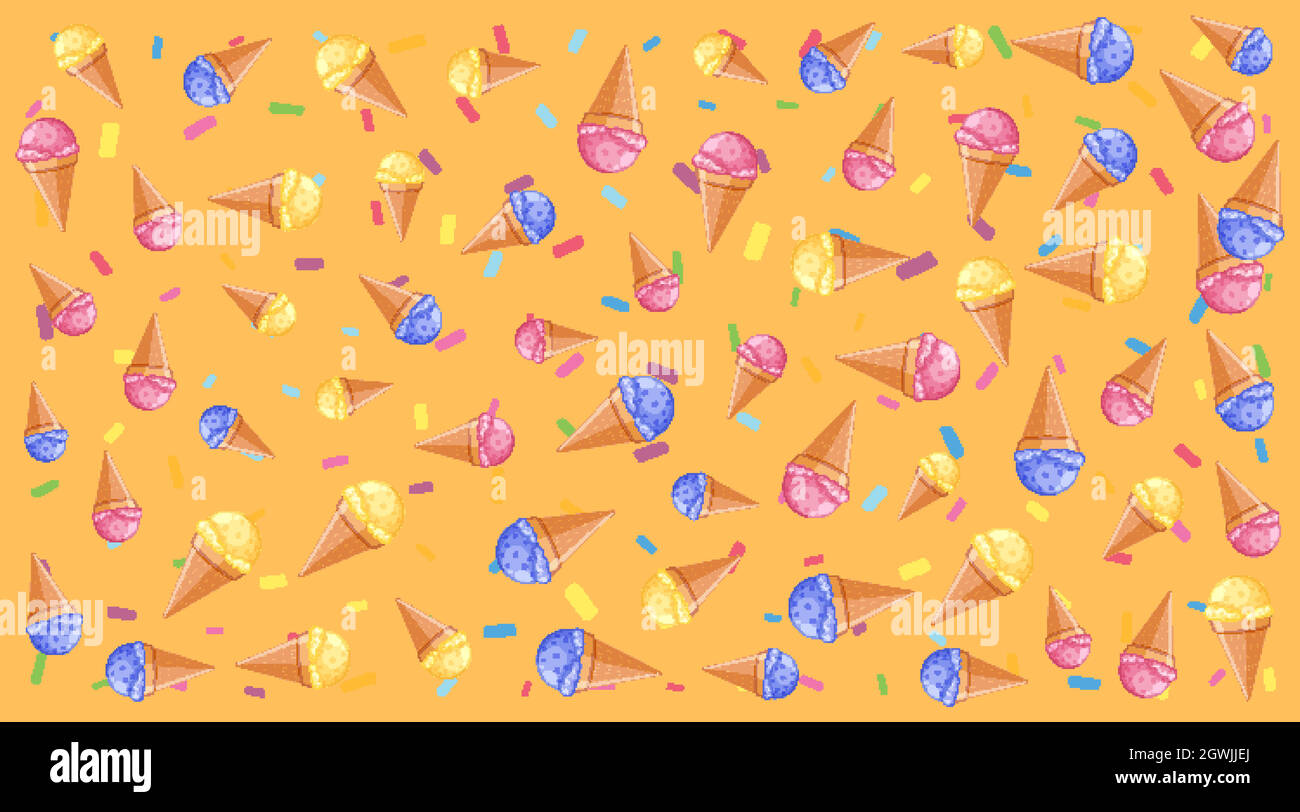 Seamless background pattern with ice creams Stock Vector
