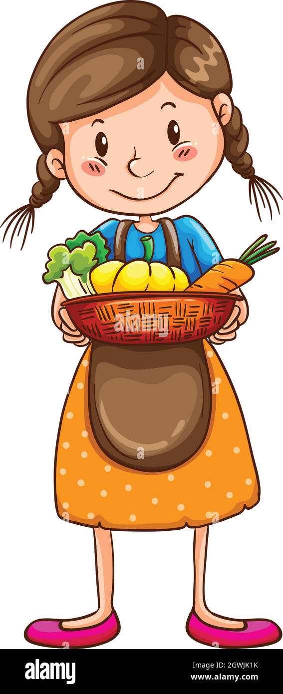 A simple drawing of a farm girl Stock Vector