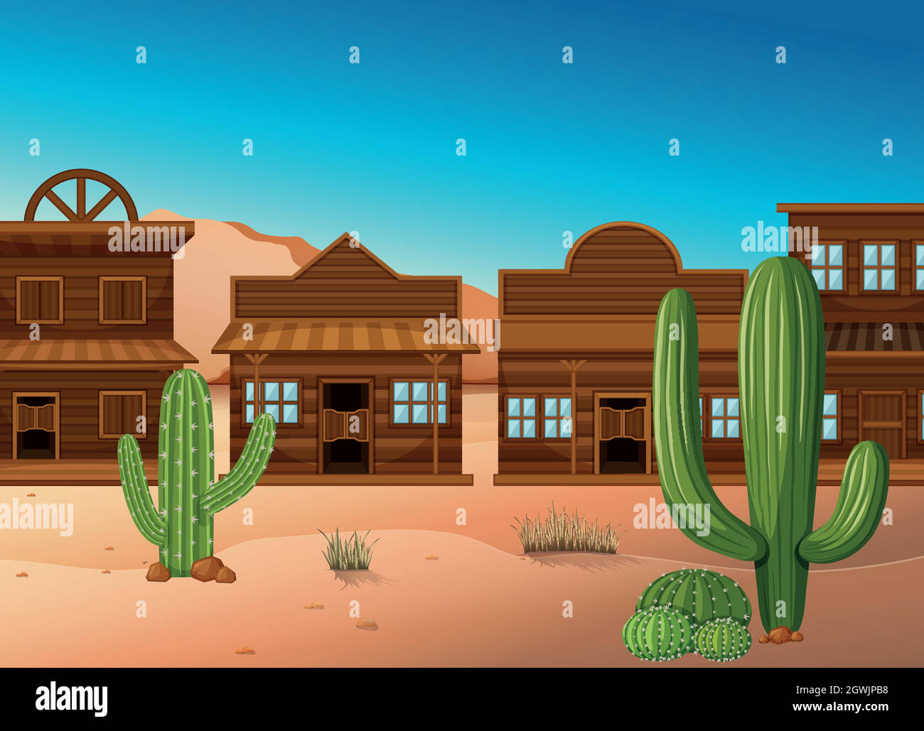 Desert scene with shops and cactus Stock Vector Image & Art - Alamy