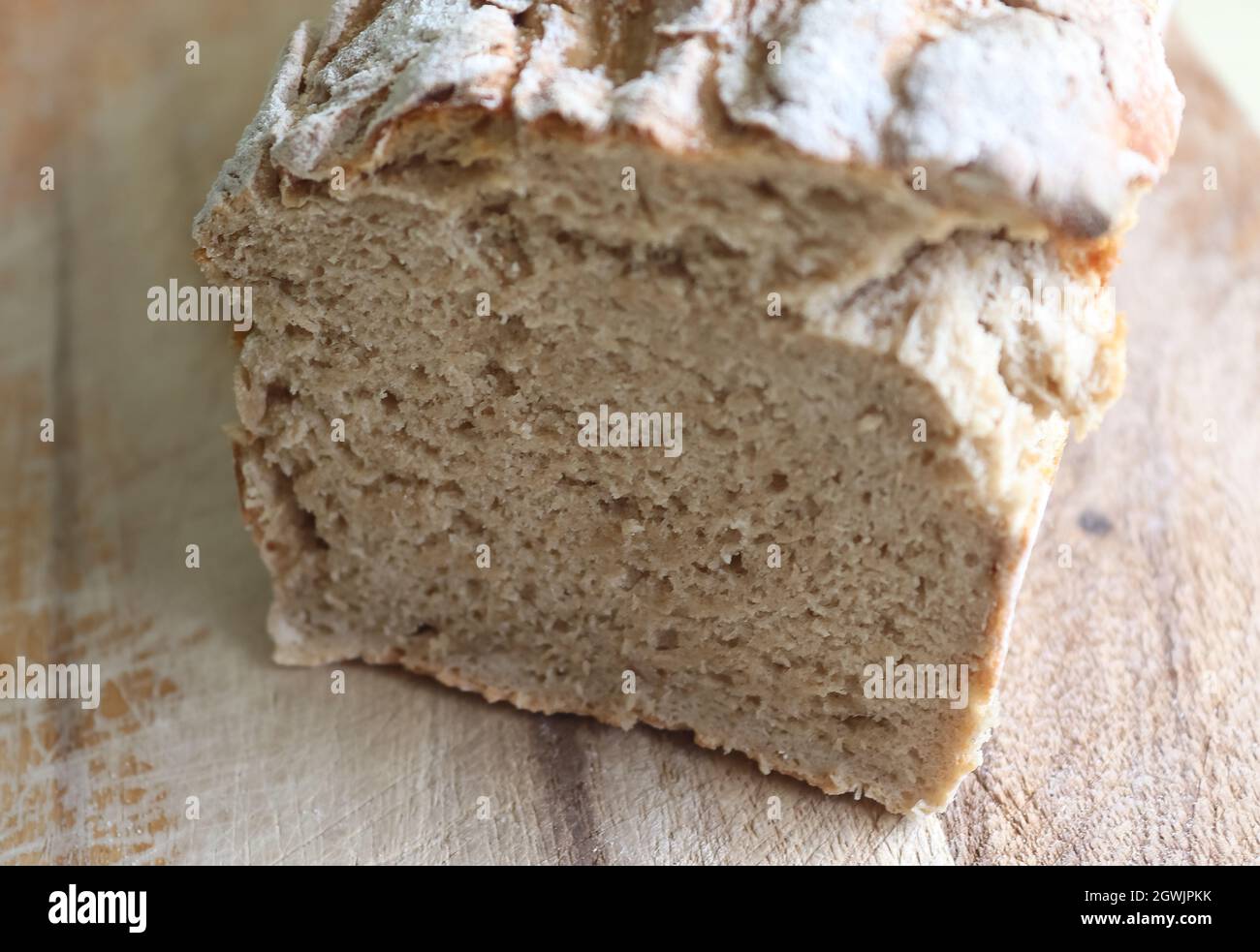 Selective Focus View At A Fresh Baked Crusty Bread Stock Photo Alamy