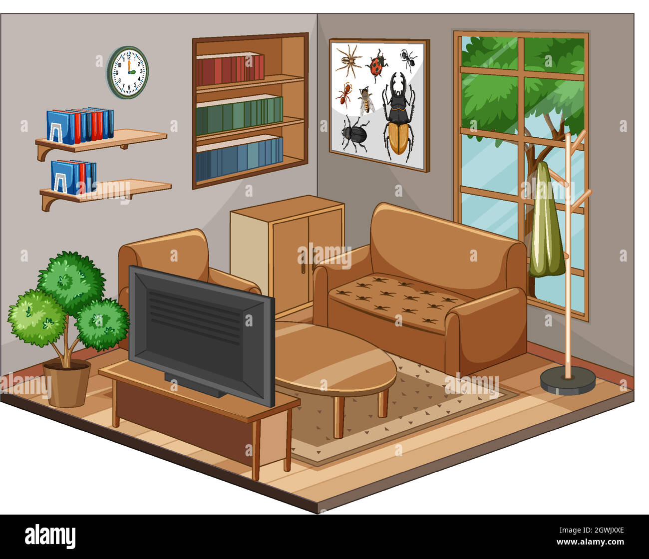 Living room interior with furniture Stock Vector