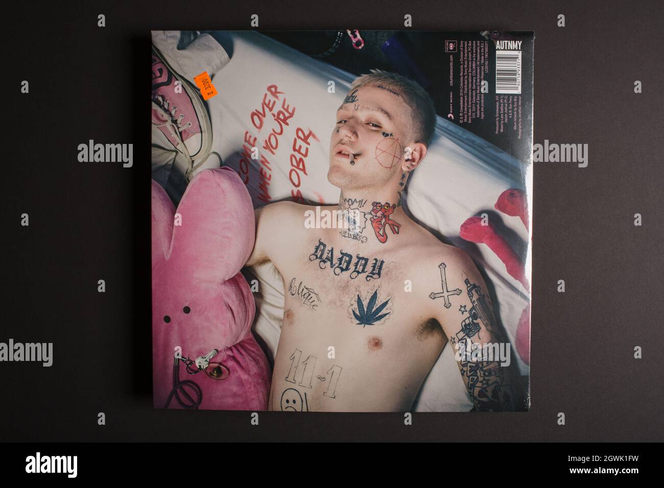 Moscow, Russia - October 3, 2021: Deluxe 2 LP edition of the album of american rapper Lil Peep Come over when you're sober. Sealed vinyl record. Stock Photo