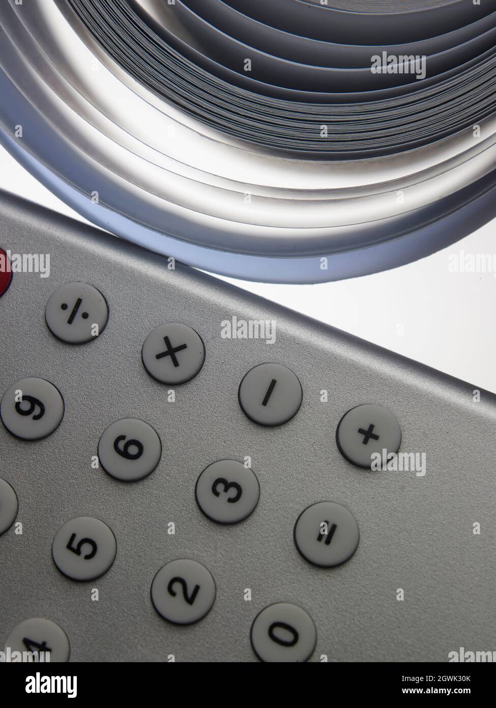 Close Up Adding Machine Tape And Calculator Stock Photo Alamy