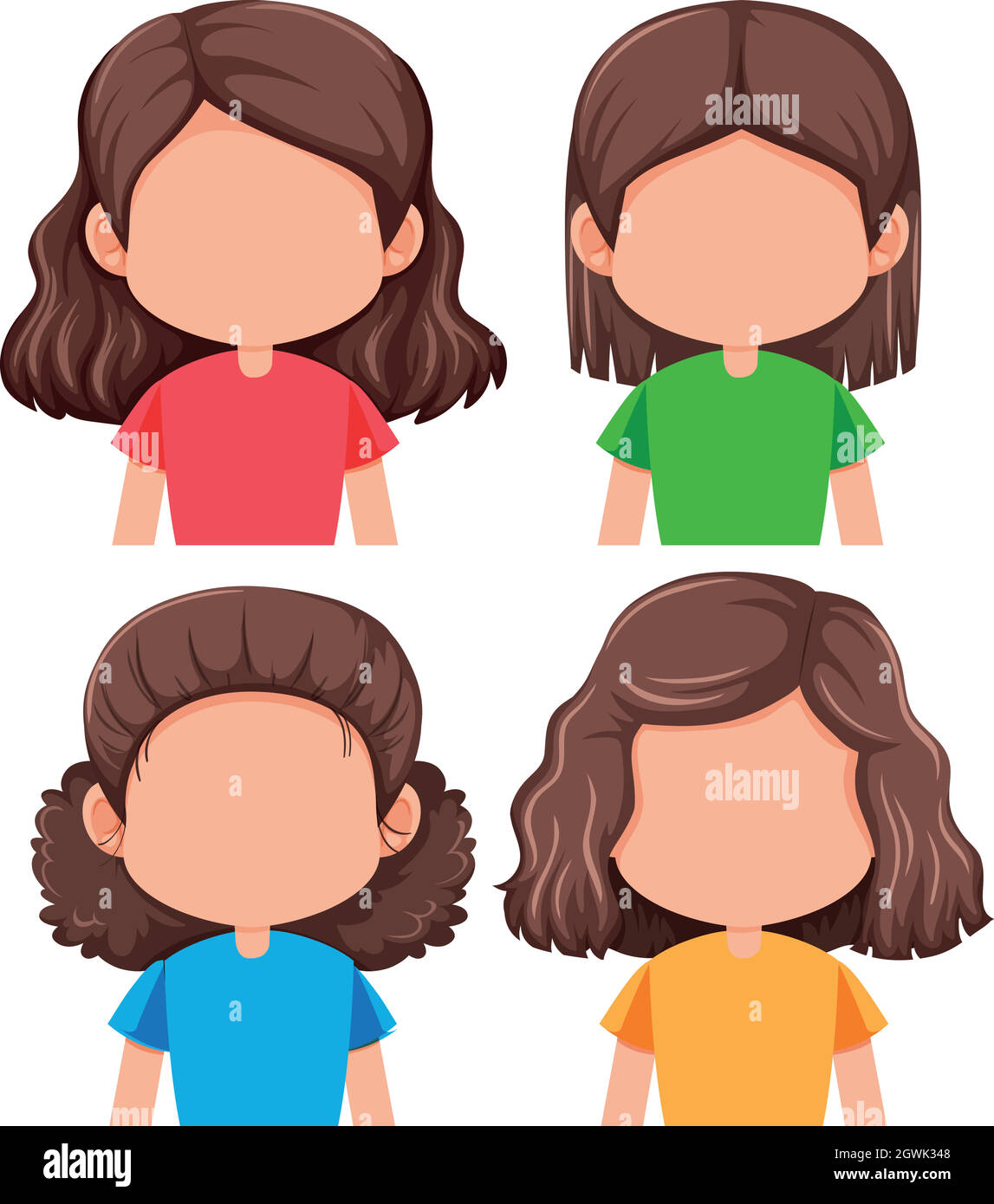 Set of different faceless girl Stock Vector