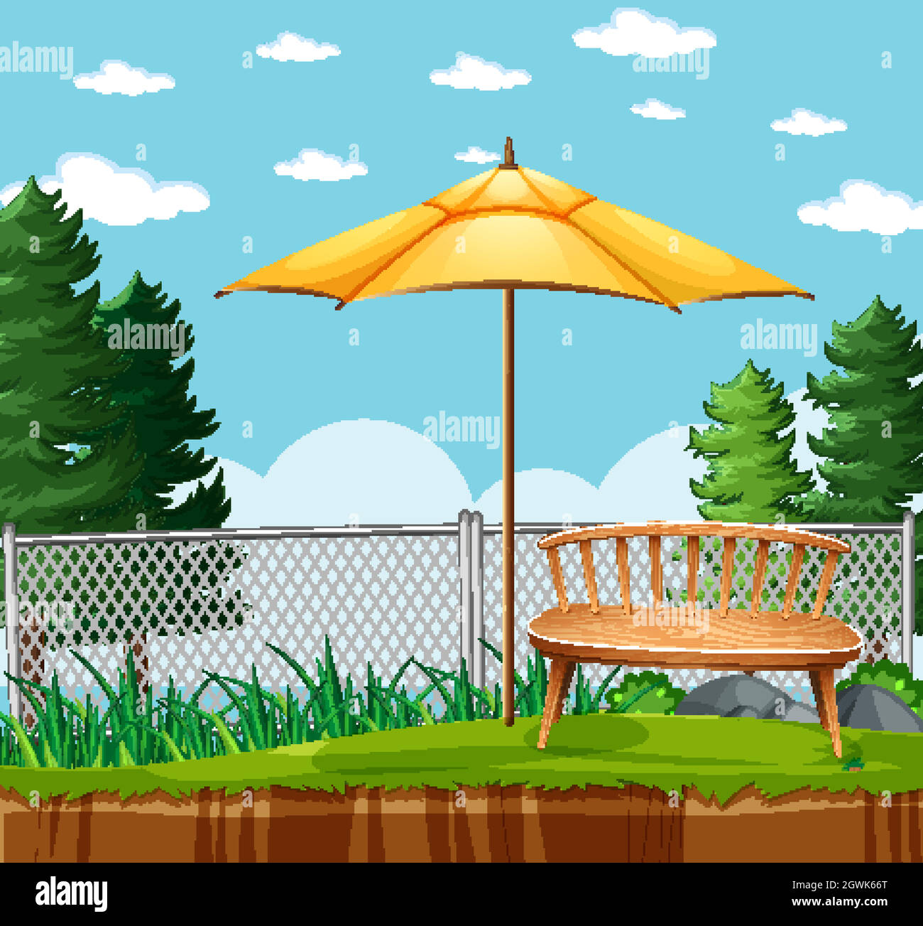 Nature park picnic empty scene Stock Vector
