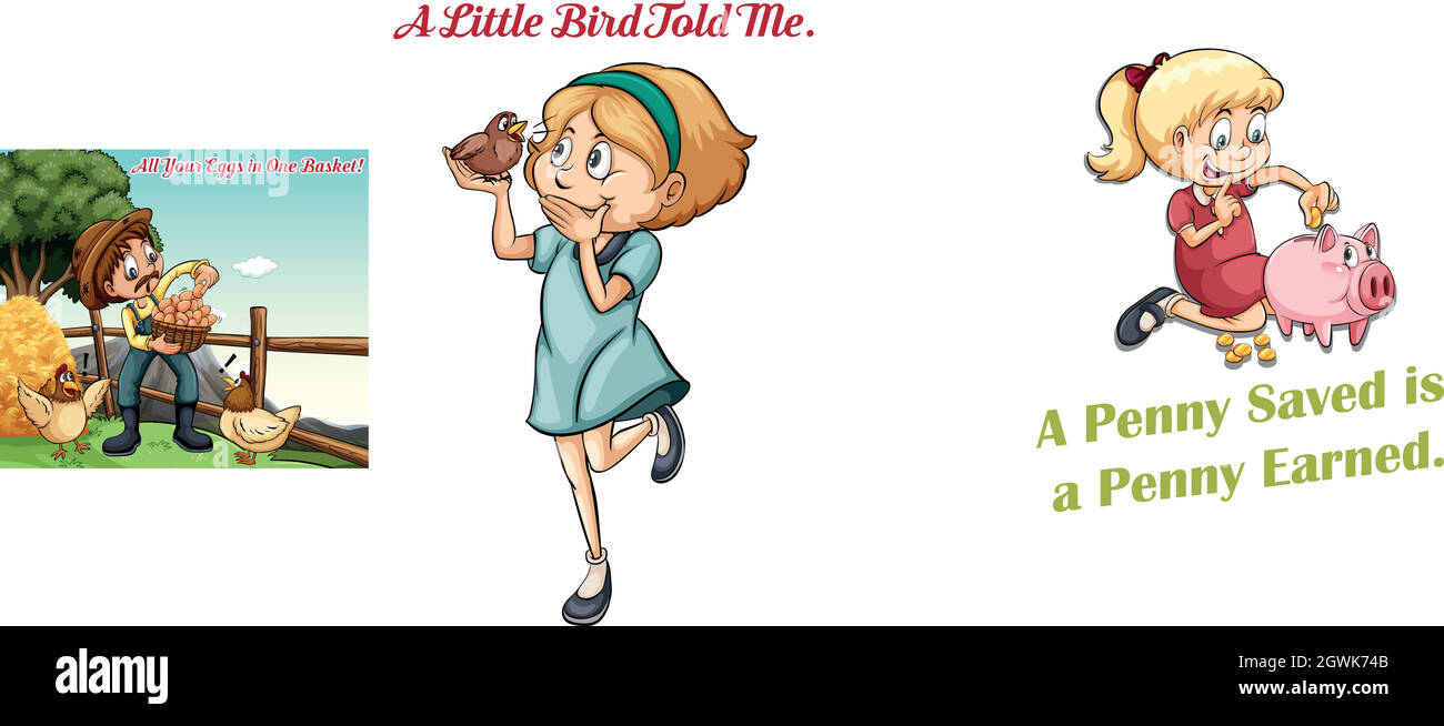 Idiom poster for all your eggs in one basket Stock Vector Image & Art