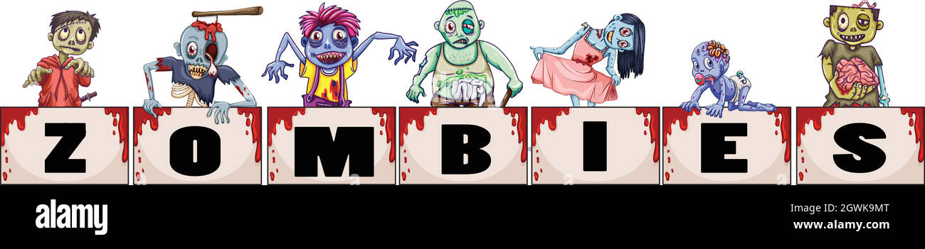 Different characters of zombies Stock Vector