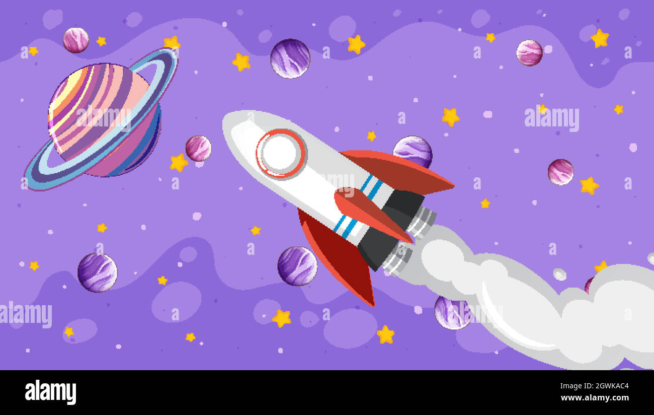 Background design with spaceship flying in the sky Stock Vector Image ...