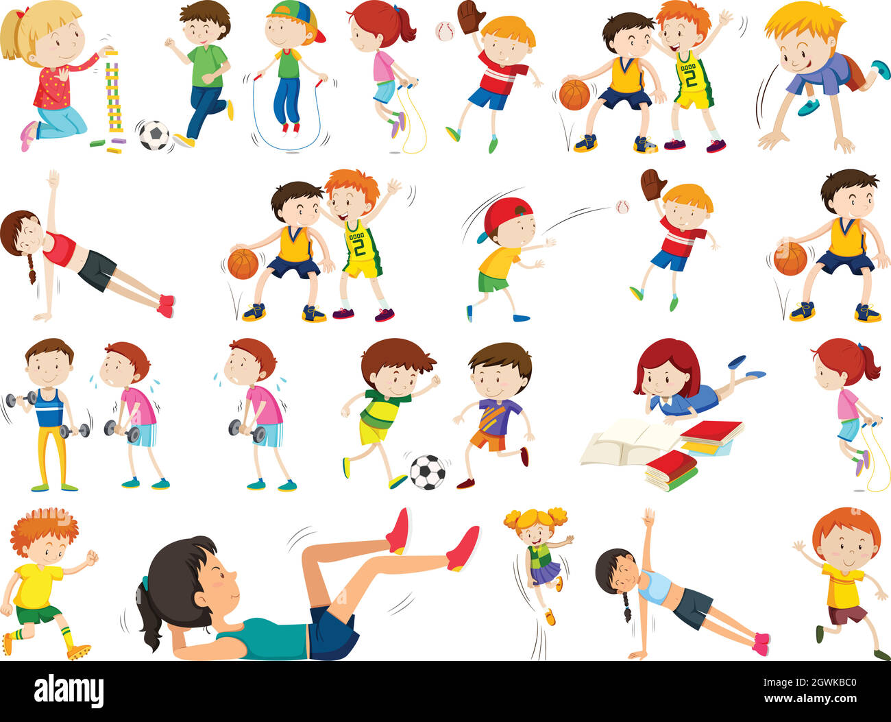 set of active people Stock Vector