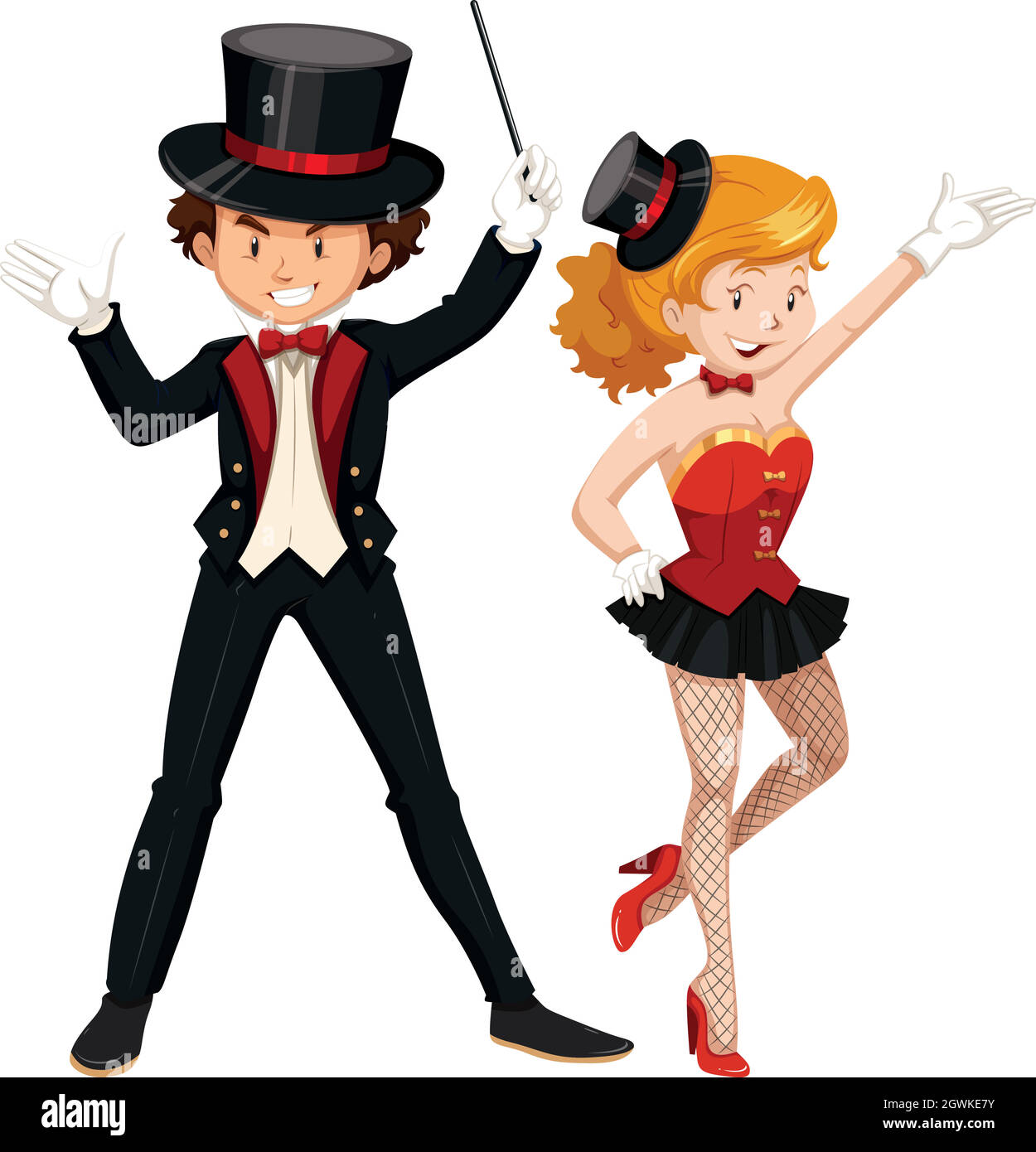 Magician and his assistant Stock Vector