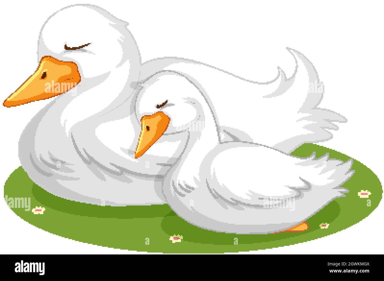 Cute duck sleeping on grass Stock Vector Image & Art Alamy