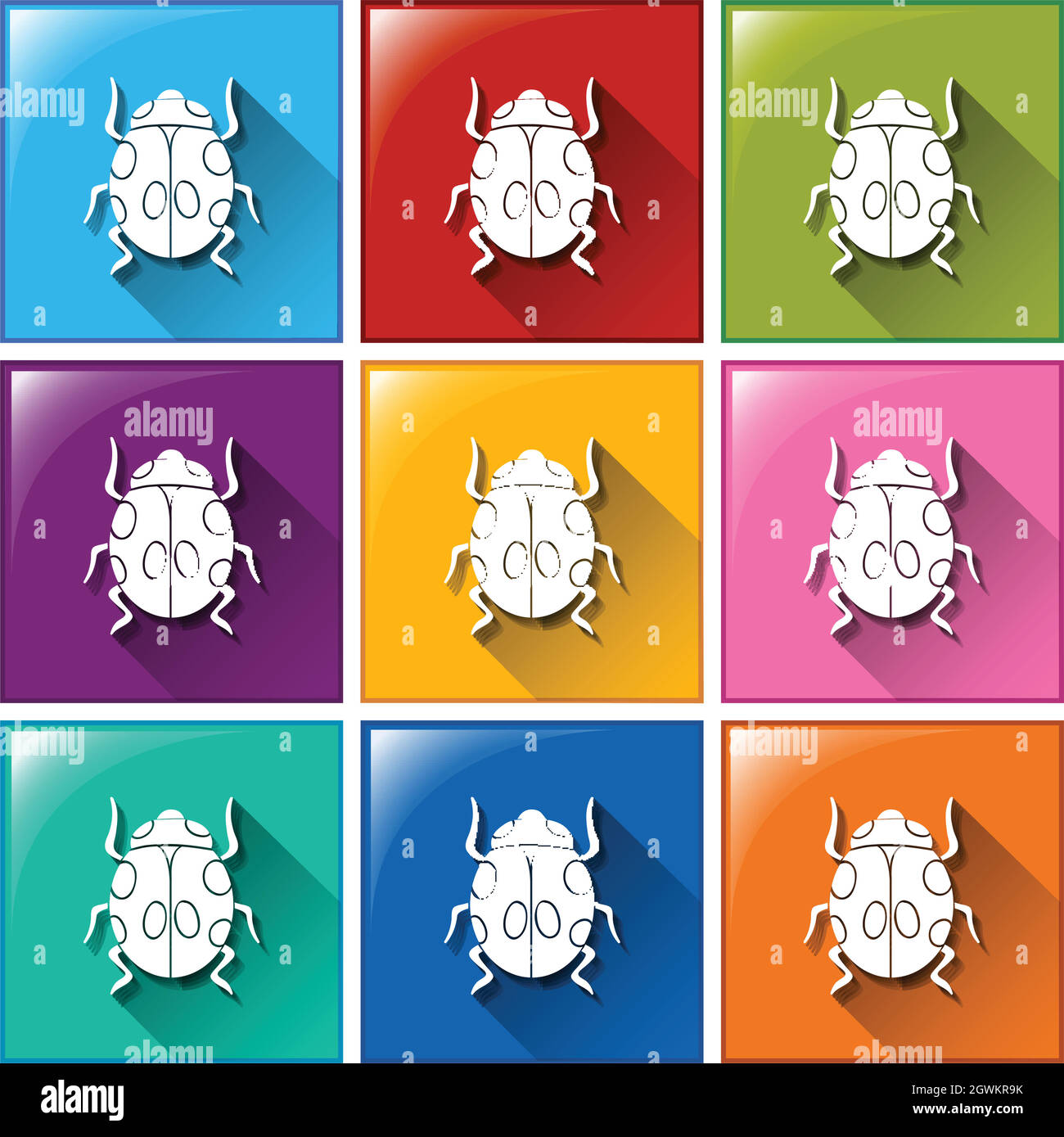 Buttons with beetles Stock Vector