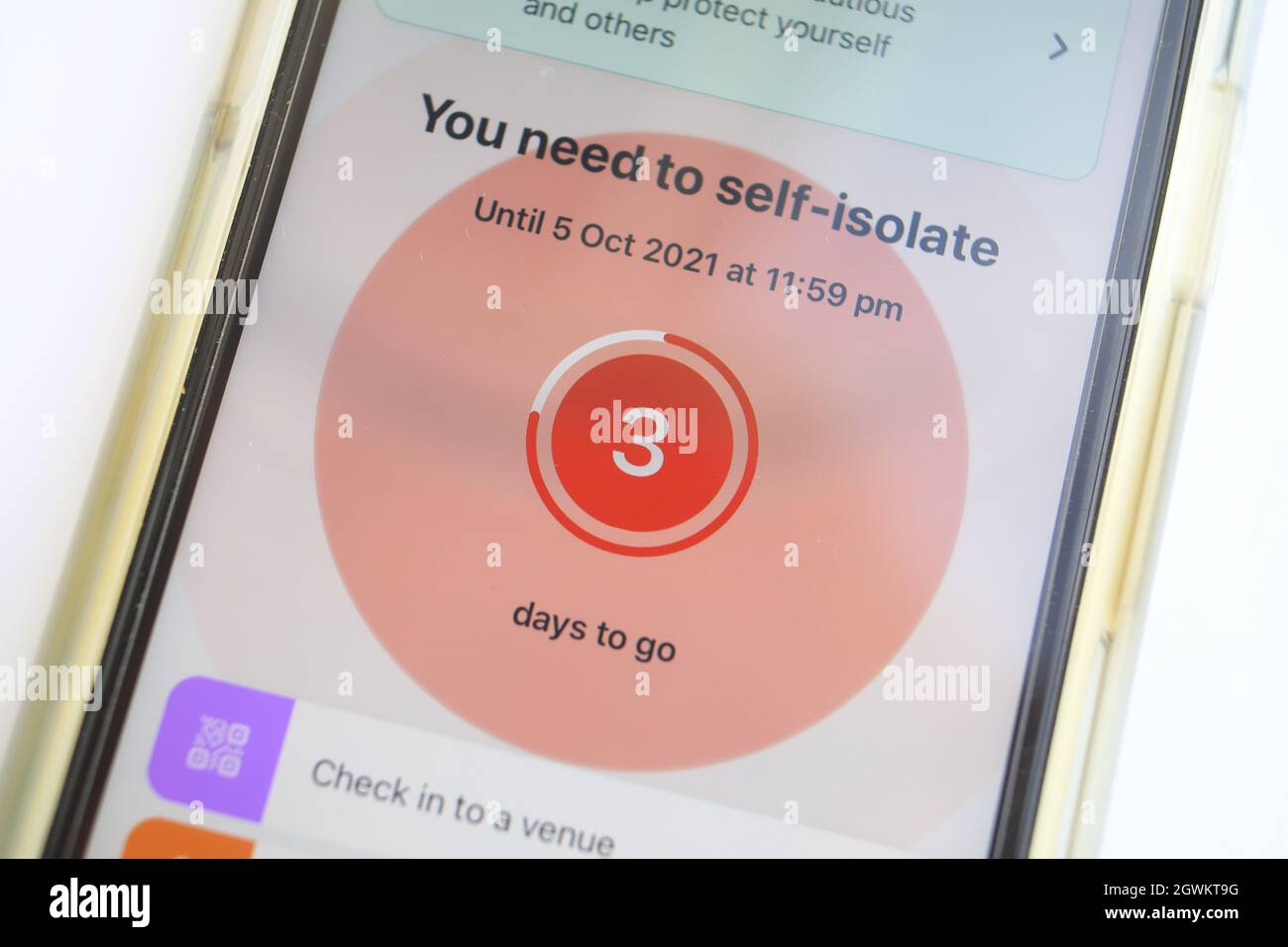 Ping text from NHS Covid app telling you to self isolate during the