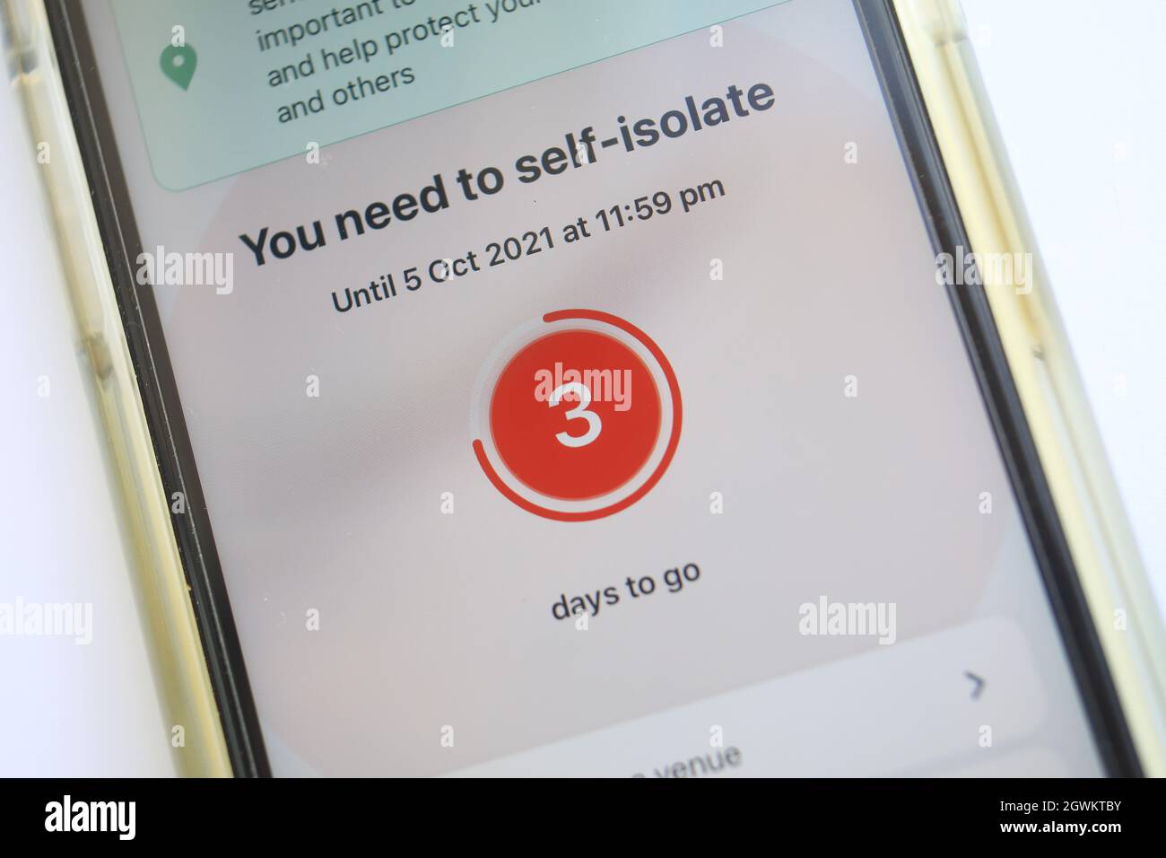 Ping text from NHS Covid app telling you to self isolate during the