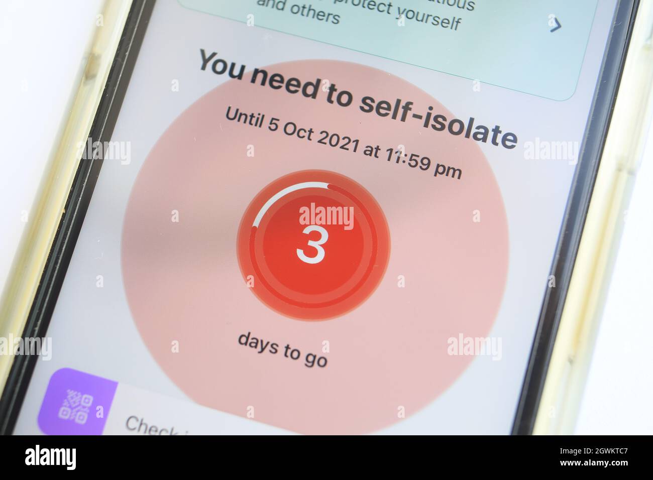 Ping text from NHS Covid app telling you to self isolate during the