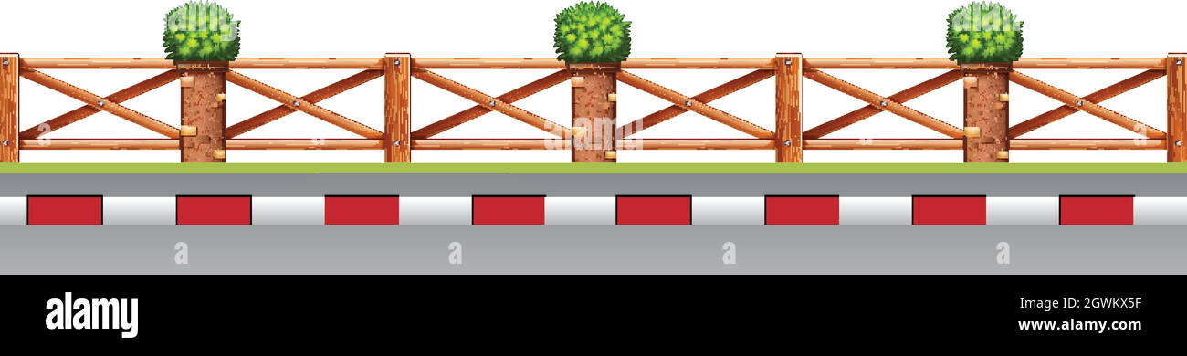 Fence with plant and roadside Stock Vector