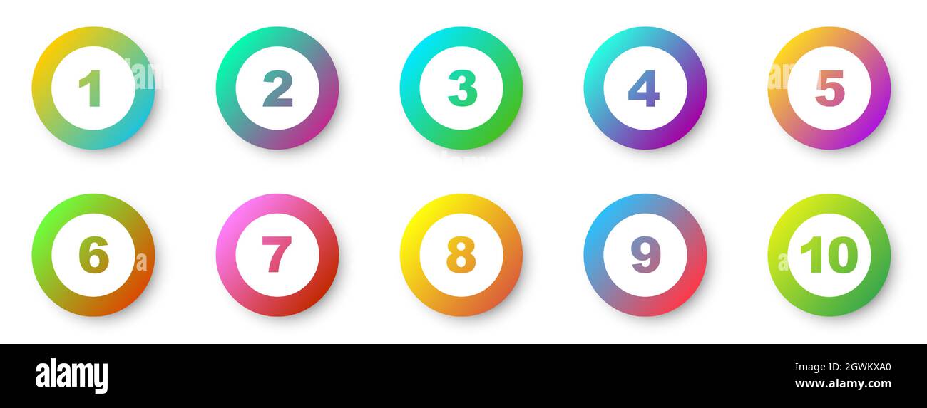 Number bullet points 1 to 10. Creative 3d markers set. Vector illustration. Stock Vector