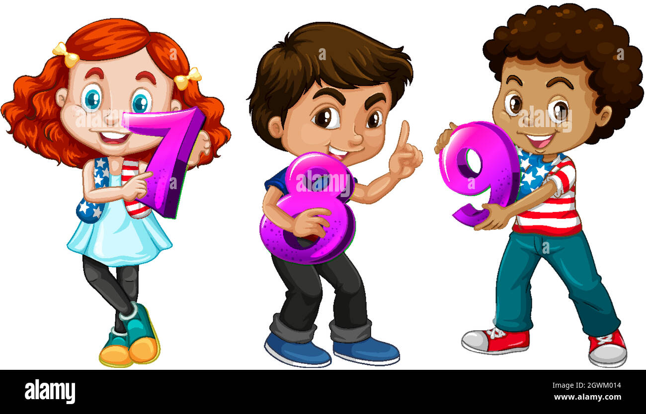 Different three kids holding math number Stock Vector Image & Art Alamy