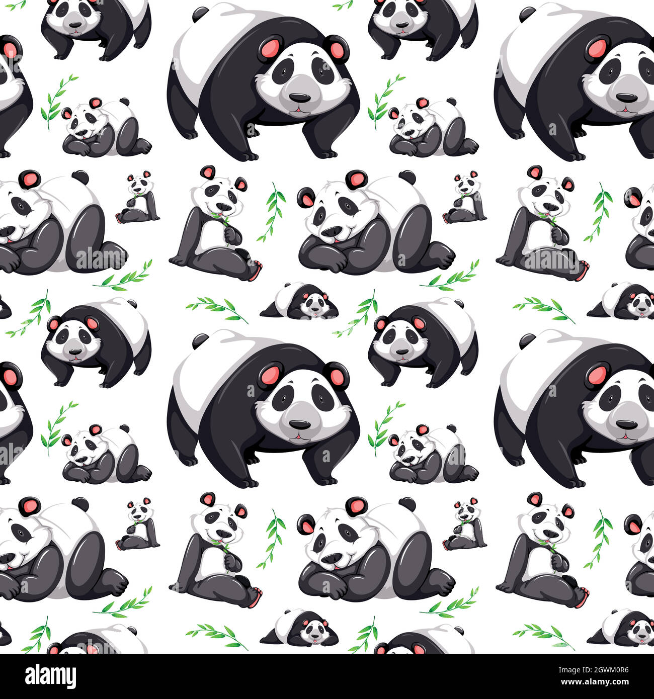 Panda bear seamless background Stock Vector