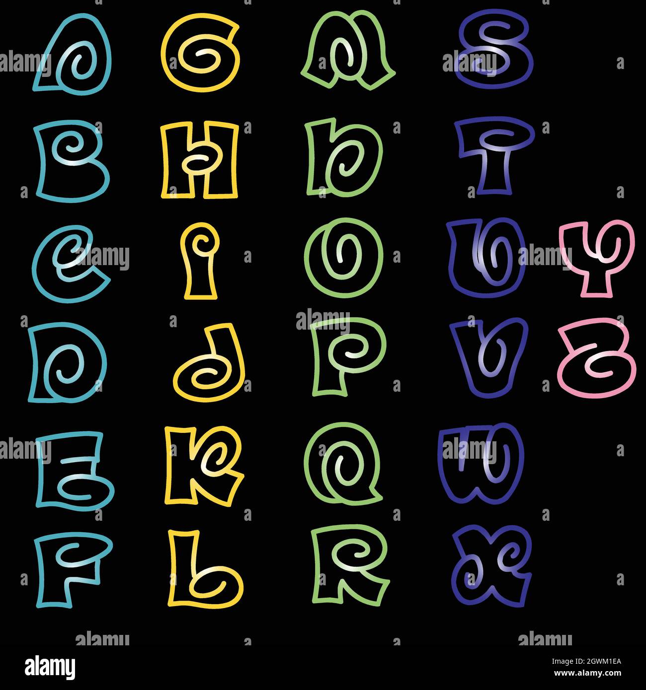 set of English alphabet Vector Template. Font style design Stock Vector