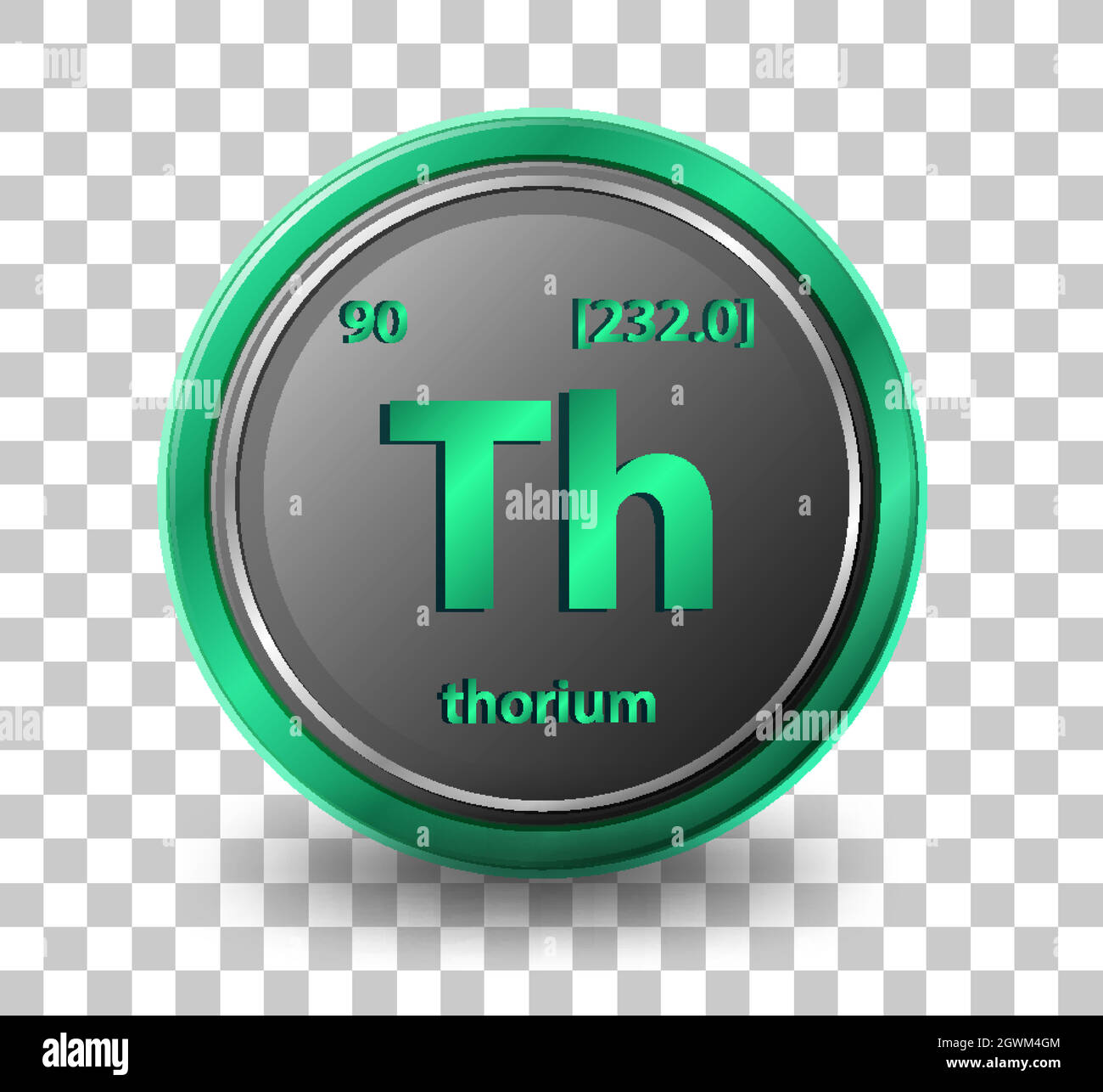 Thorium chemical element. Chemical symbol with atomic number and atomic mass. Stock Vector