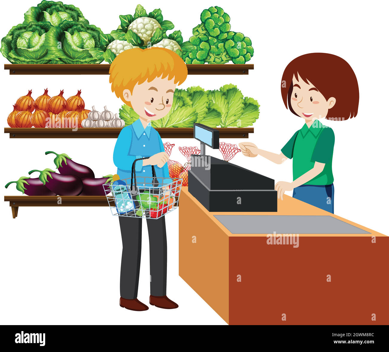 A man at the grocery store Stock Vector