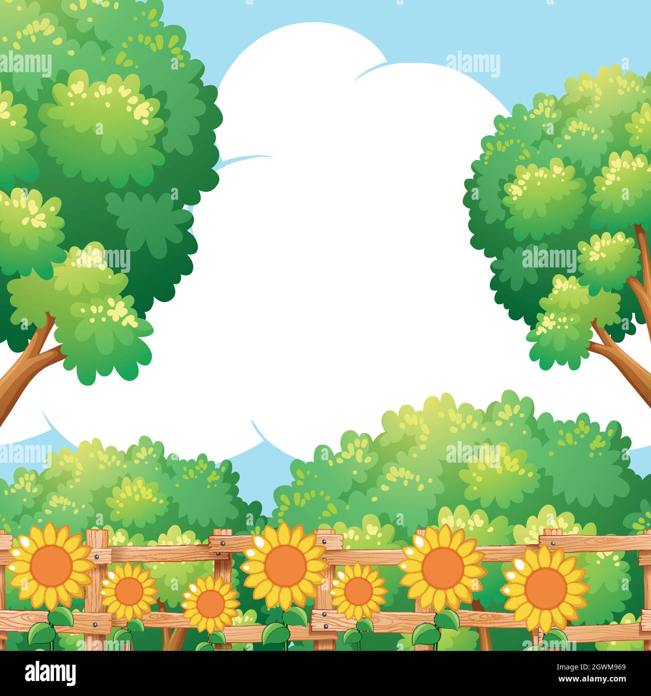 Background scene with sunflowers in garden Stock Vector Image & Art - Alamy