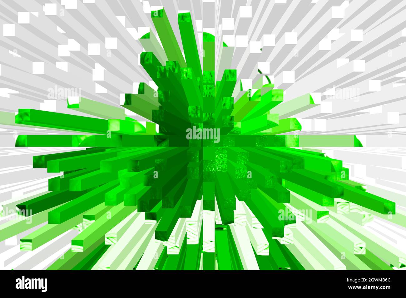 Beautiful Green And White 3D Illustrator Explosion Effect. Useful For Backdrop Design Stock Photo
