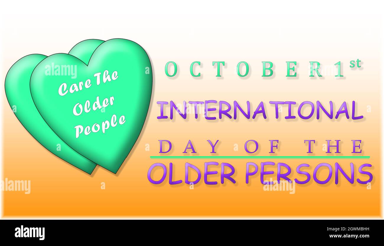 Banner Or Poster For International Day Of The Older Persons With Heart Symbol Stock Photo