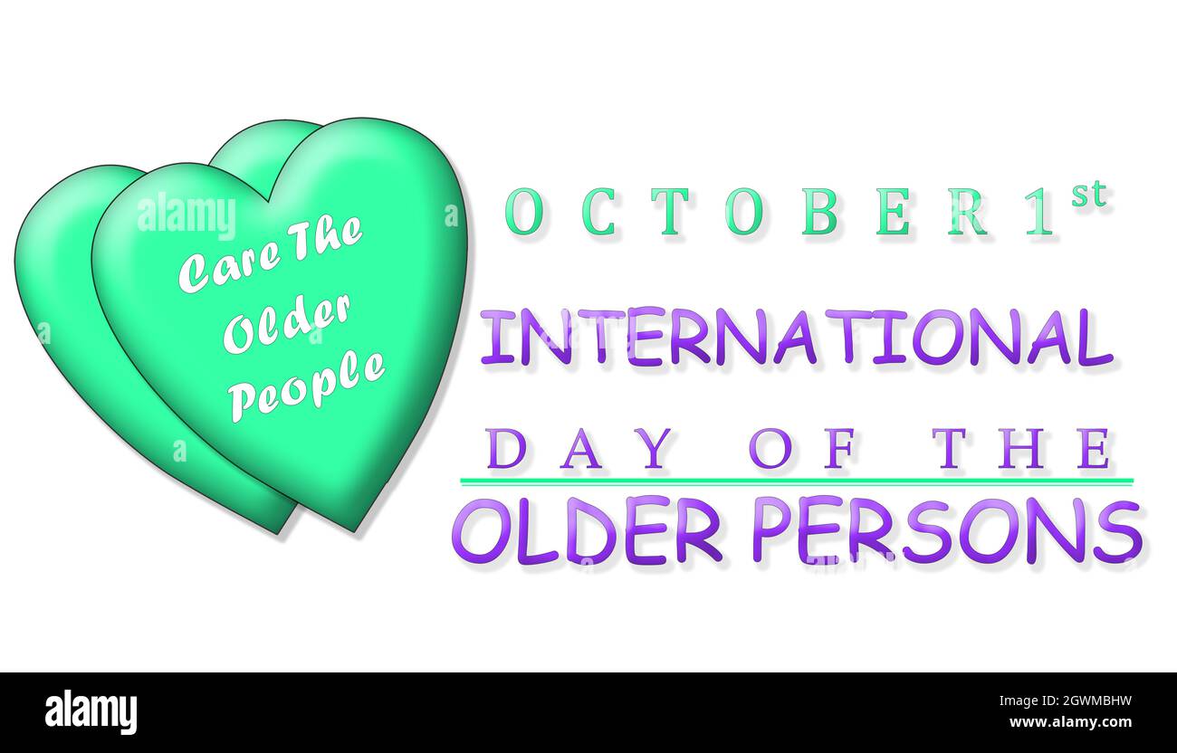 Banner Or Poster For International Day Of The Older Persons With Heart Symbol Stock Photo