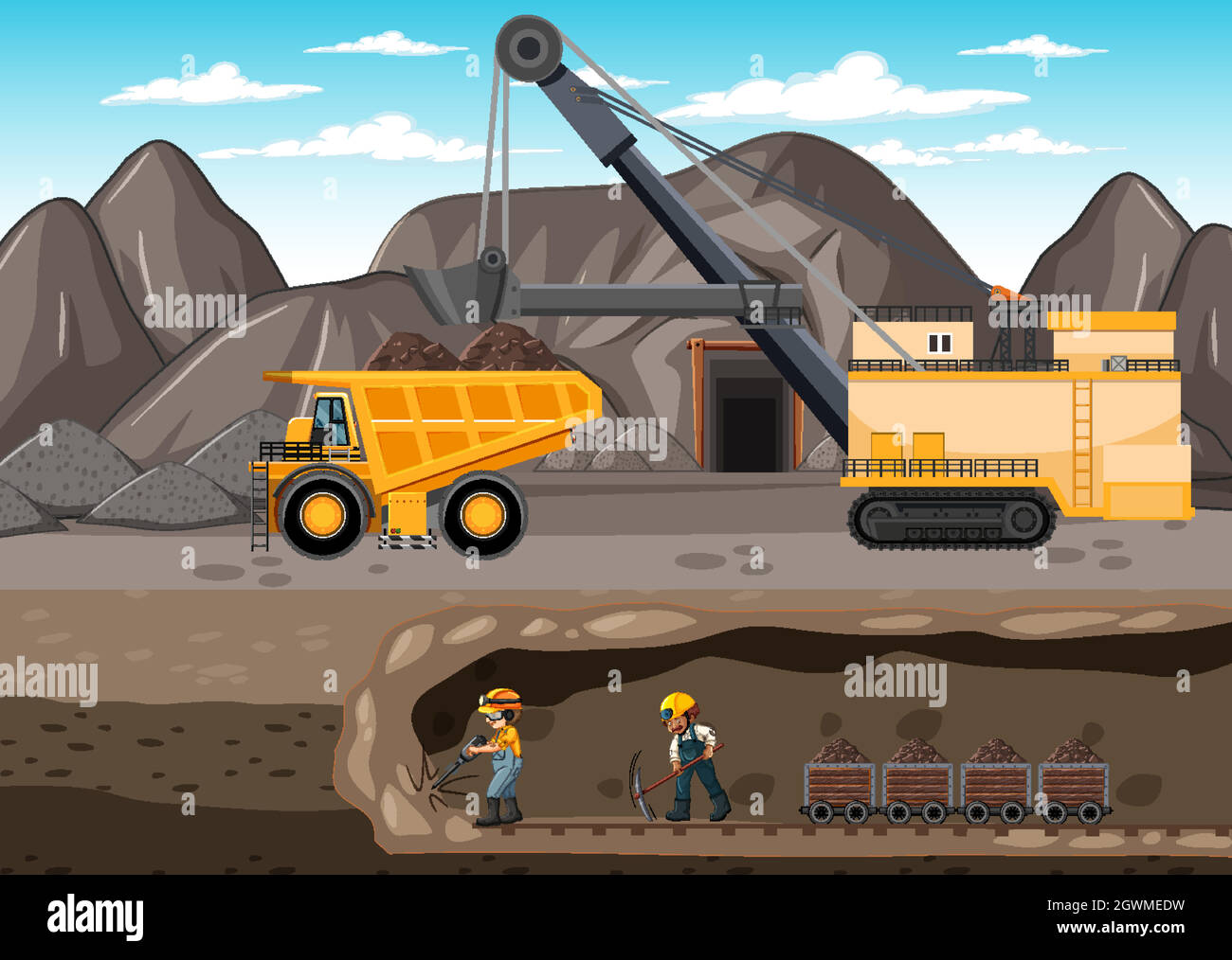 Landscape of coal mining with underground scene Stock Vector Image & Art - Alamy Landscape of coal mining with underground scene Stock Vector Image & Art - Alamy