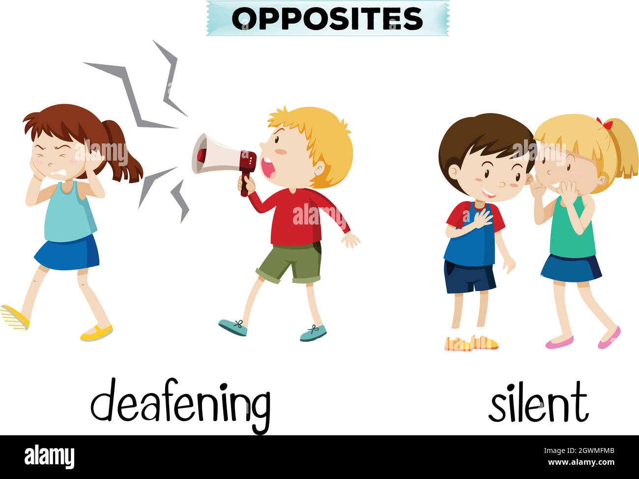 Opposites deafening and silent Stock Vector