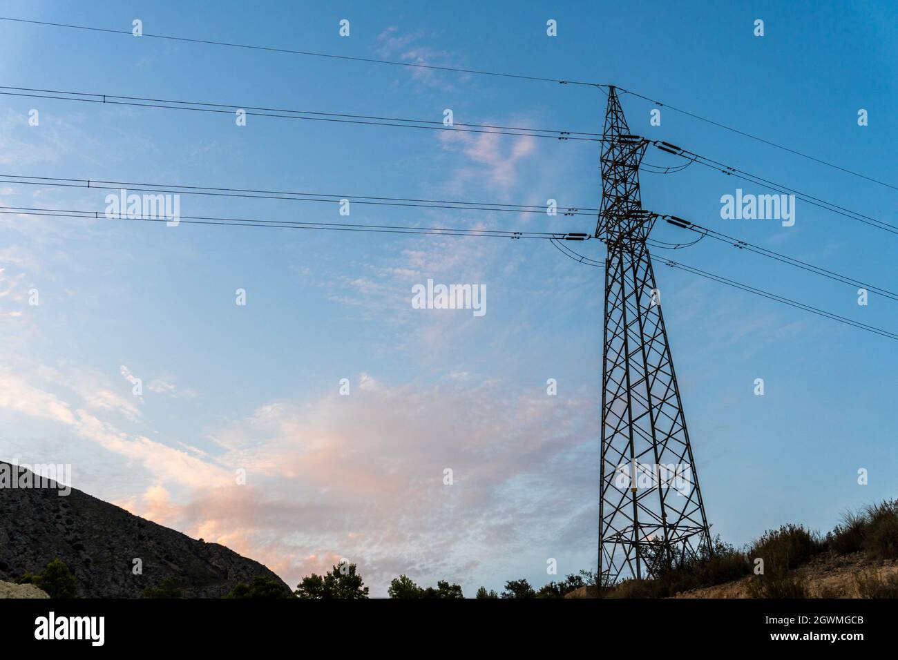 The sunset sky over the Transmission towers Stock Photo - Alamy
