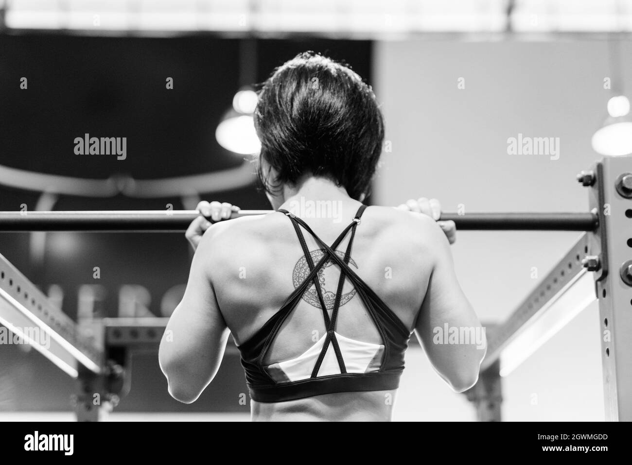 Muscular Woman Rear View Black and White Stock Photos & Images - Alamy