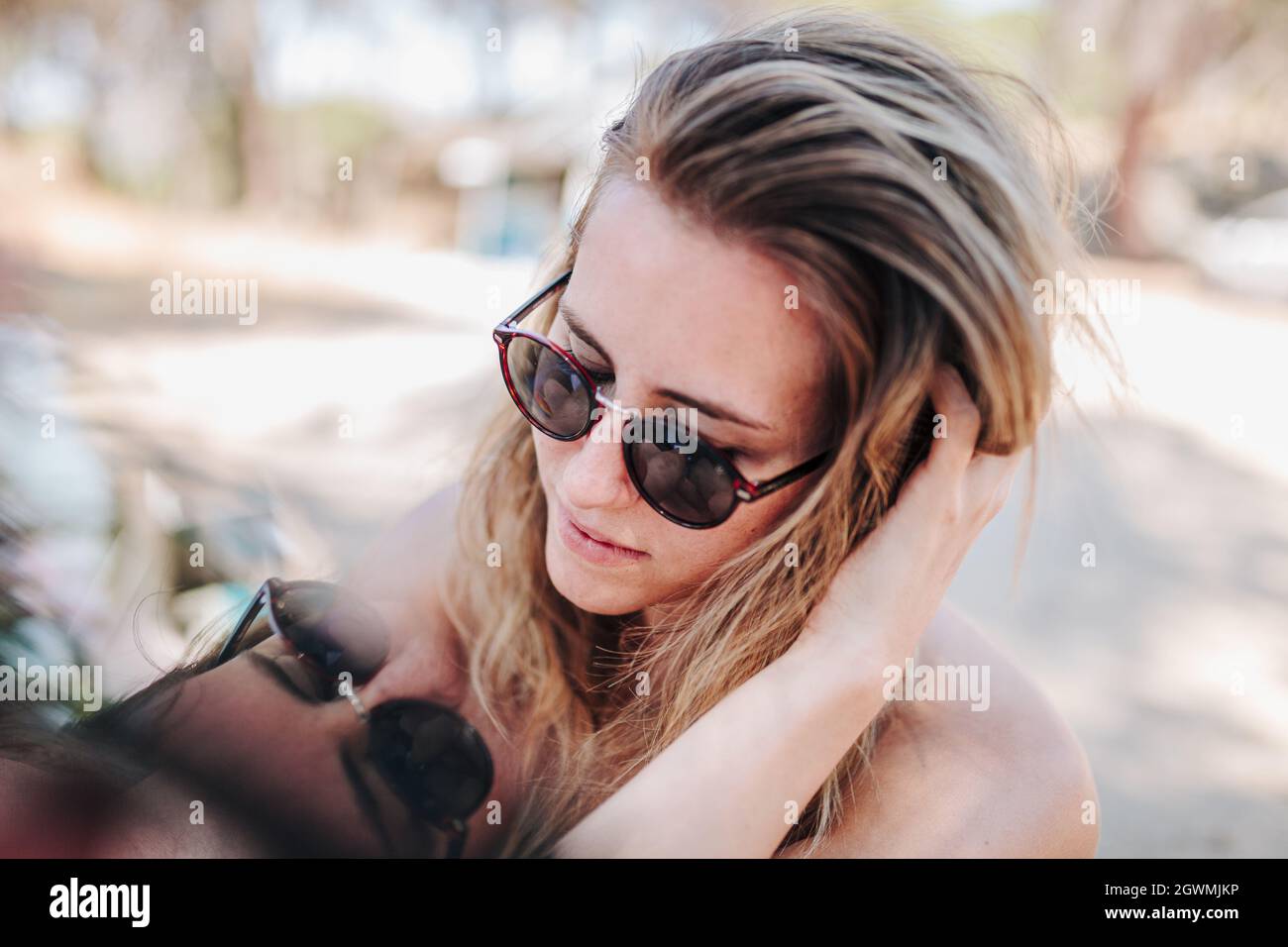 Portrait Of Woman With Sunglasses Stock 
