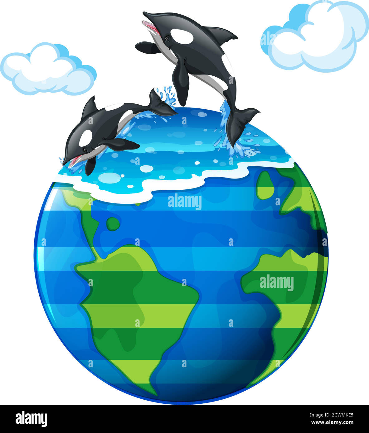 Two killer whales swimming in the sea Stock Vector Image & Art - Alamy