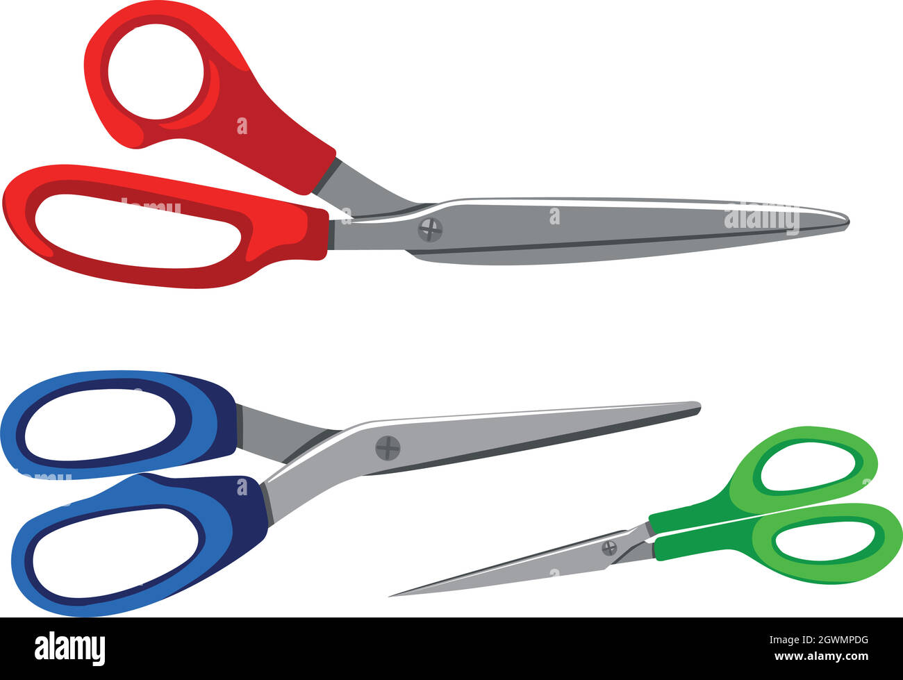 Set of various scissors Stock Vector