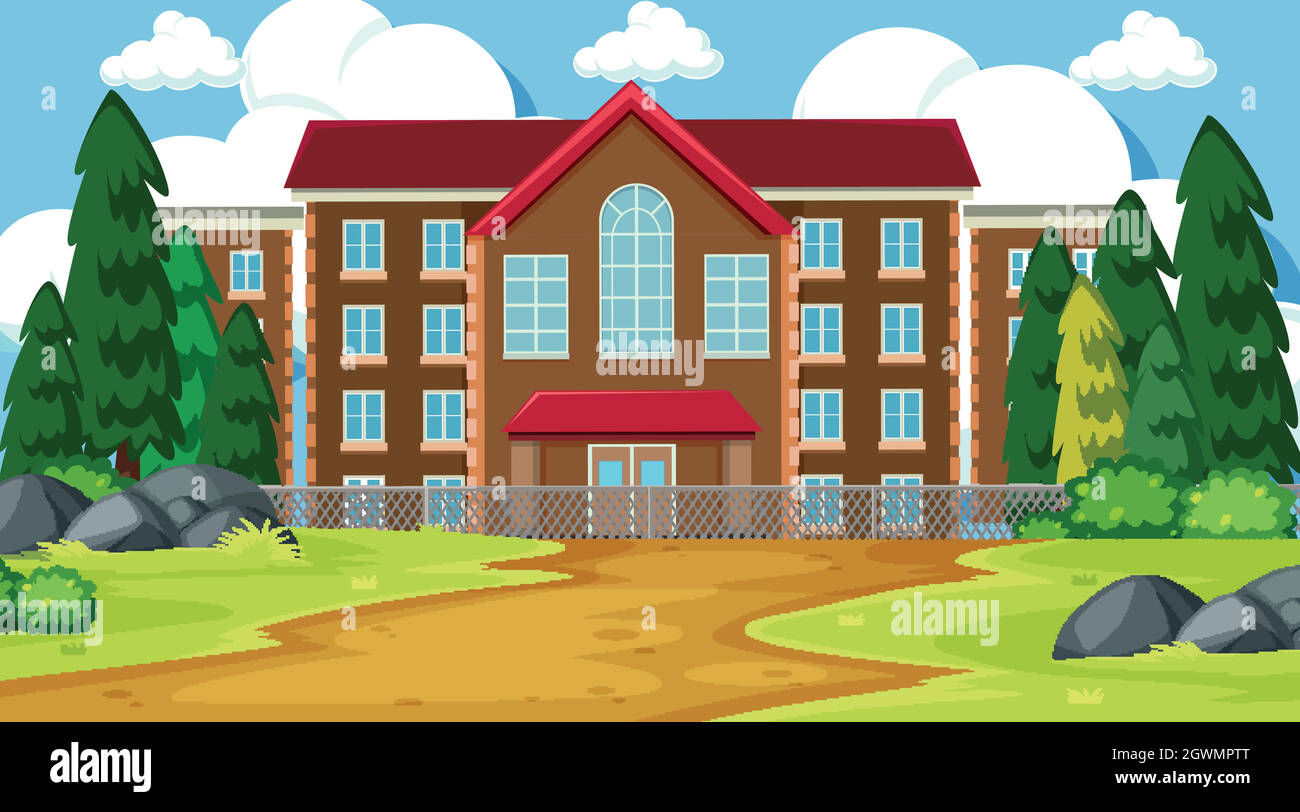 A mansion in nature scene Stock Vector