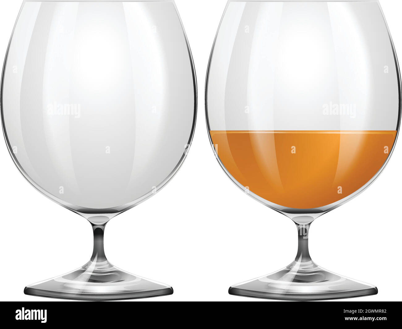 Glasses empty and with drink Stock Vector